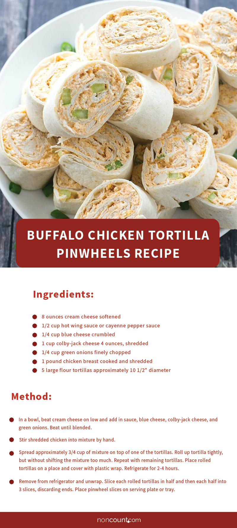 Buffalo Chicken Tortilla Pinwheels Recipe