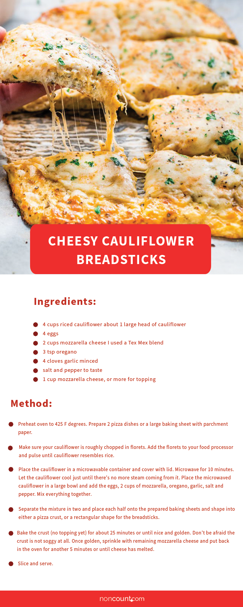 Cheesy Cauliflower Breadsticks