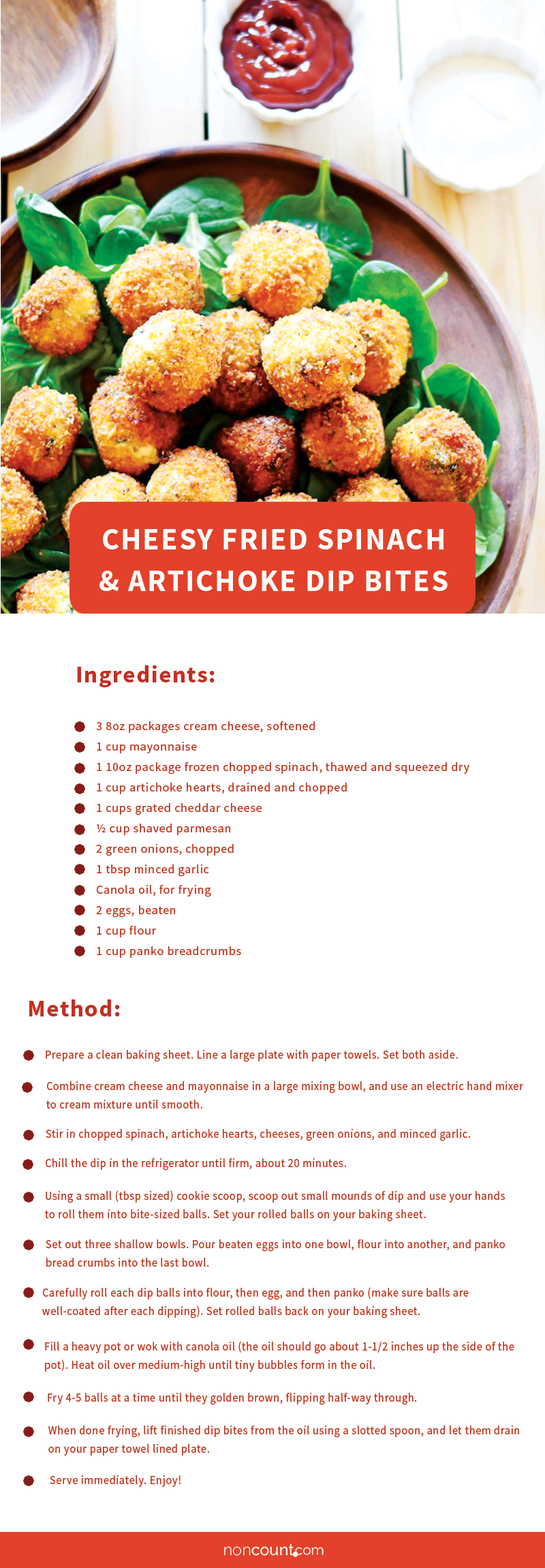Cheesy Fried Spinach & Artichoke Dip Bites