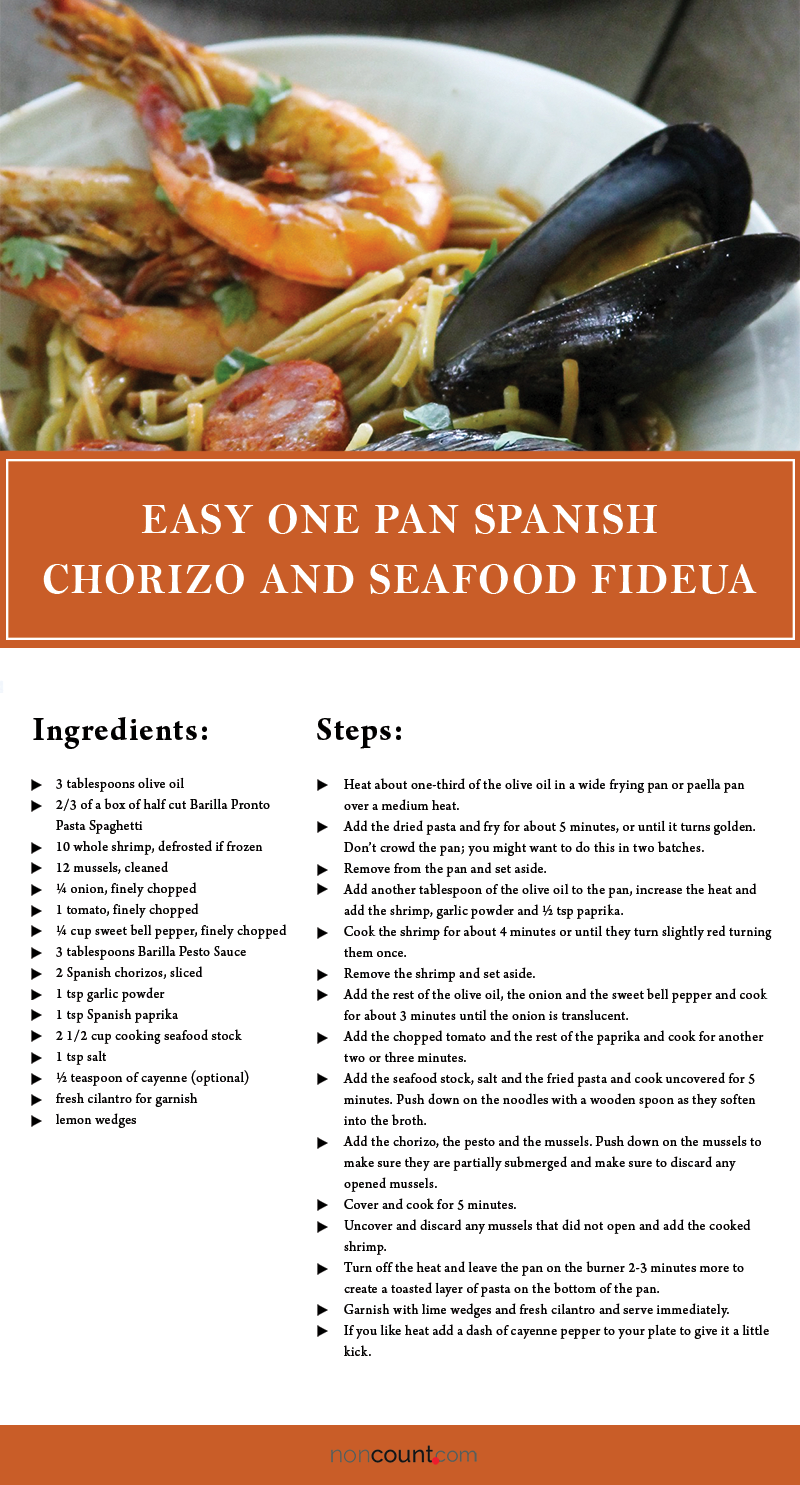Easy One Pan Spanish Chorizo and Seafood Fideua Seafood Recipes Image