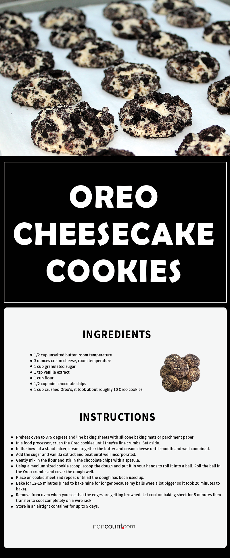 Oreo Cheesecake Cookies Image of detail recipe